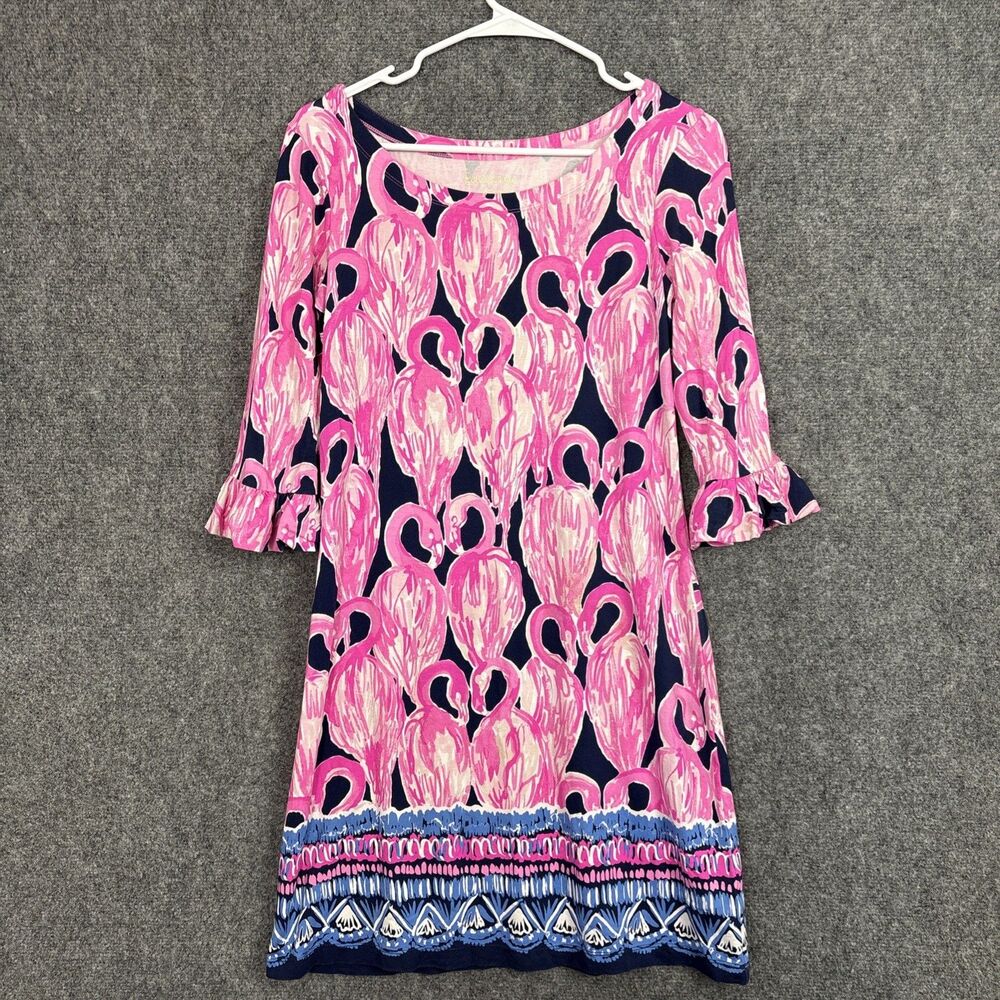 Lilly Pulitzer Sophie Flamingo Dress Womens S Pink UPF 50+ High Tide Via Amore